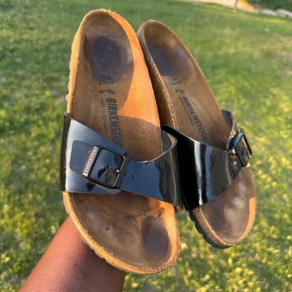 Birkenstock Madrid Black Patent Leather Sandals Birk Size‎ 41 L10 M8 - Picture 13 of 16